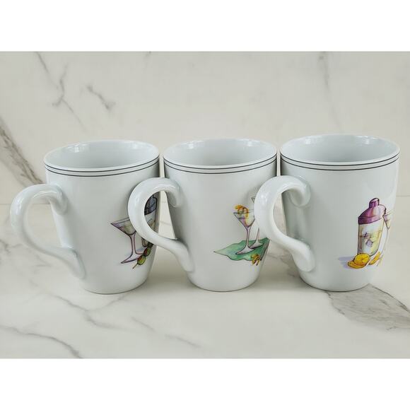 Boston Warehouse Coffee Mug Tea Cup 2003 Martini Design 4 1/4" Porcelain x5 - Picture 4 of 15